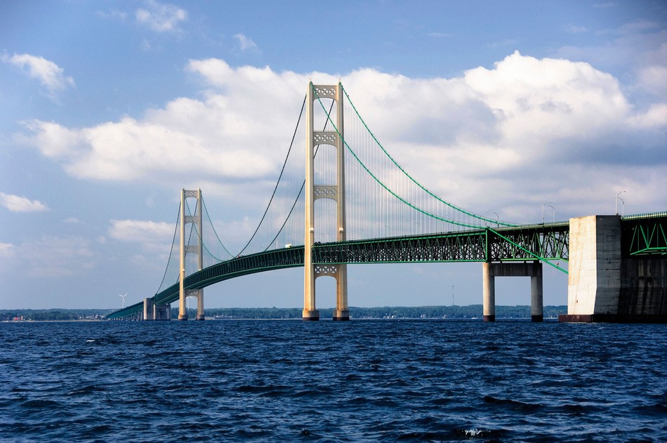 Mackinac Bridge from Bridge Authority boat July 25th 2008