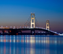 Mackinac Bridge at night