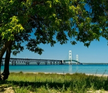 Mackinac Bridge from Mackinaw City.