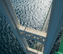 Mackinac Bridge for cable off the south tower.