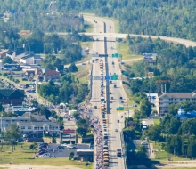 View from the top of the south tower during the 2008 Mackinac Bridge Labor Day Walk