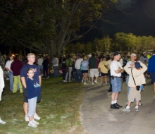 People waiting to walk across the Bridge for the 2008 Mackinac Bridge Labor Day Walk