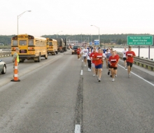 Governor Granholm and others running the 2008 Mackinac Bridge Labor Day Run