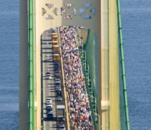 View from the top of the south tower during the 2008 Mackinac Bridge Labor Day Walk