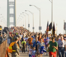 Walkers finishing the 2008 Mackinac Bridge Labor Day Walk