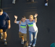 2009 Mackinac Bridge Labor Day Walk.  Gov. Granholm walking the Mackinac Bridge.