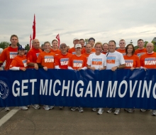 2010 Mackinac Bridge Walk in honor of Larry Rubin.