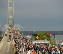 2010 Mackinac Bridge Walk in honor of Larry Rubin.