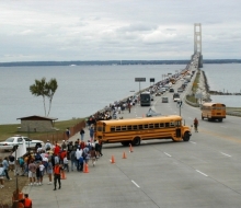 Empty buses returning to Mackinaw City