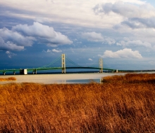 General Scenics of Mackinac Bridge taken from St Ignace side of bridge, west side of bridge