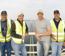 Filming of the Discovery Channel show, Dirty Jobs, with host Mike Rowe at the Mackinac Bridge