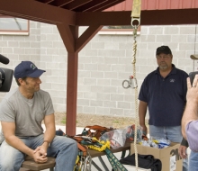 Filming of the Discovery Channel show, Dirty Jobs, with host Mike Rowe at the Mackinac Bridge