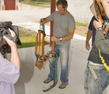 Filming of the Discovery Channel show, Dirty Jobs, with host Mike Rowe at the Mackinac Bridge