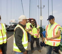 Filming of the Discovery Channel show, Dirty Jobs, with host Mike Rowe at the Mackinac Bridge