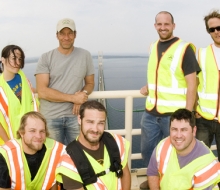 Filming of the Discovery Channel show, Dirty Jobs, with host Mike Rowe at the Mackinac Bridge
