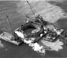 Caisson dredging - October 29, 1954