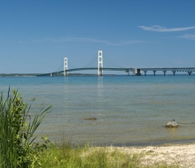 Mackinac Bridge from Mackinaw City.